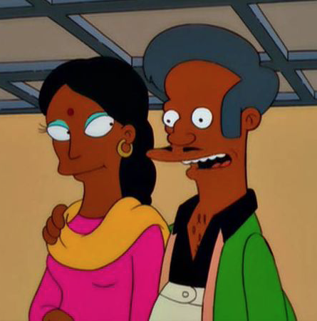 Apu and his wife Manjula on "The Simpsons". 