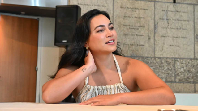 Actress Lindsay Watson during an interview at the Los Angeles Asian Pacific Film Festival