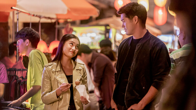 Ashley Liao and Ross Butler on the set of 