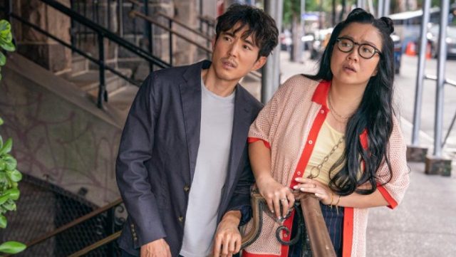Justin H. Lin and Sherry Cola's characters spy on Lin's girlfriend, Ally Maki' Miko, in New York.